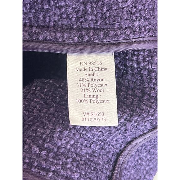 Coldwater Creek Boucle Purple Wool Blend Vest Women's Size M Tailored Button - Picture 7 of 7